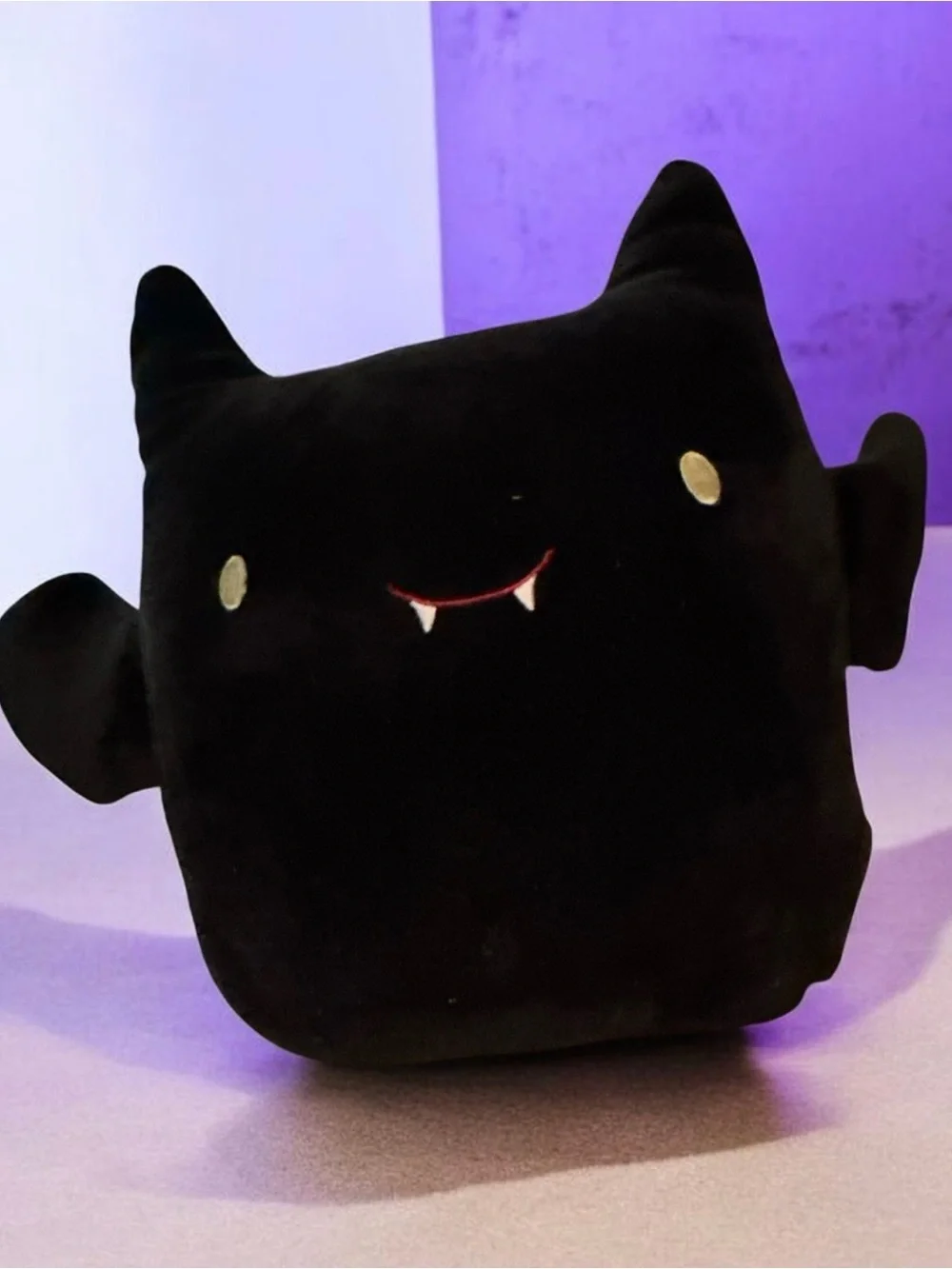 Black Plush Cat Vampire Pillow - Soft Decorative Pet Toy